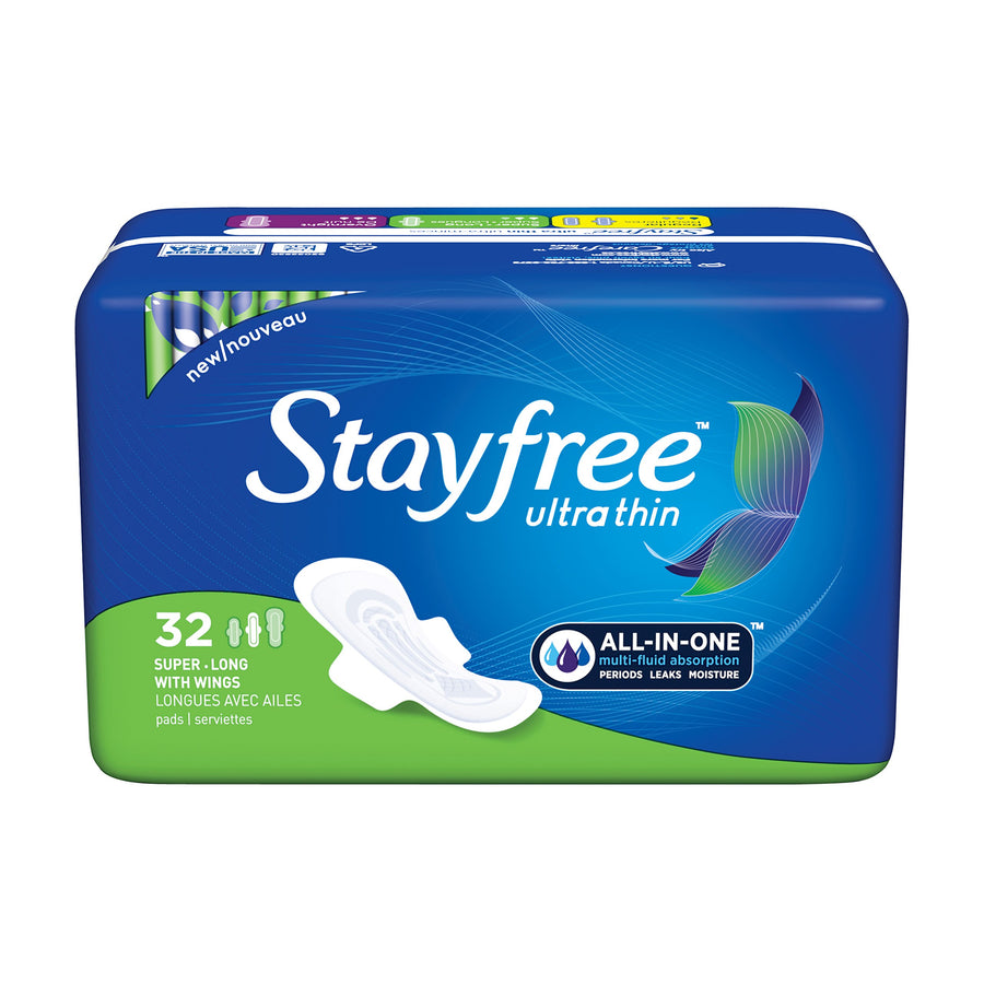 Stayfree Ultra Thin Pads for Women with Wings, Super Lo