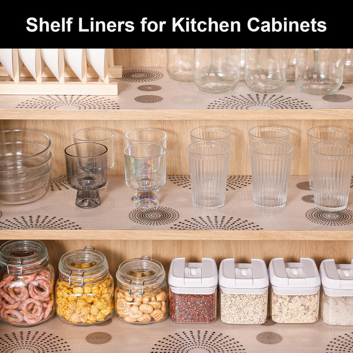 Shelf Liner – Non-Adhesive Shelf Liners for Kitchen Cabinets – Waterproof Shelf Paper with Modern Pattern – Durable EVA Cabinet Liners