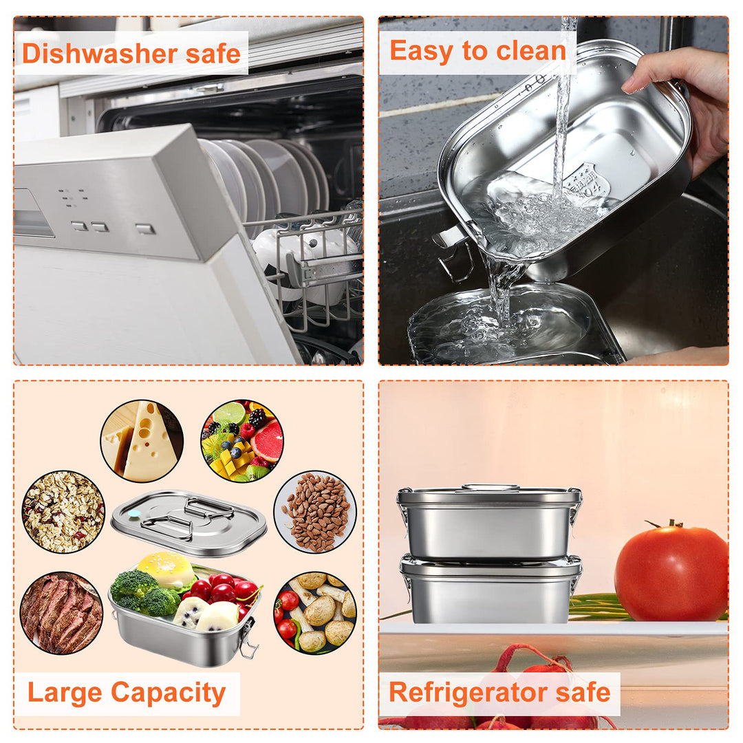 Romooa Stainless Steel Bento Boxes with Airtight Valve 