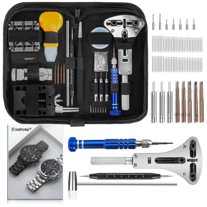 Watch Repair Kit, Professional Watch Battery Replacement Tool, Watch Link &amp; Back Removal Tool, Spring Bar Tool Set with Carrying Case for Men Women