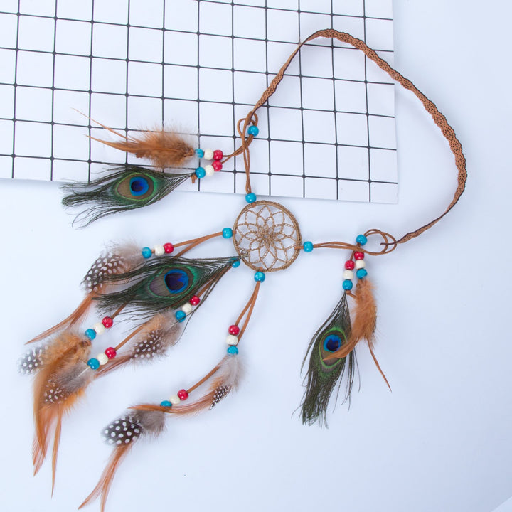 Hippie Headband Feather Dreamcatcher Headdress - AWAYTR