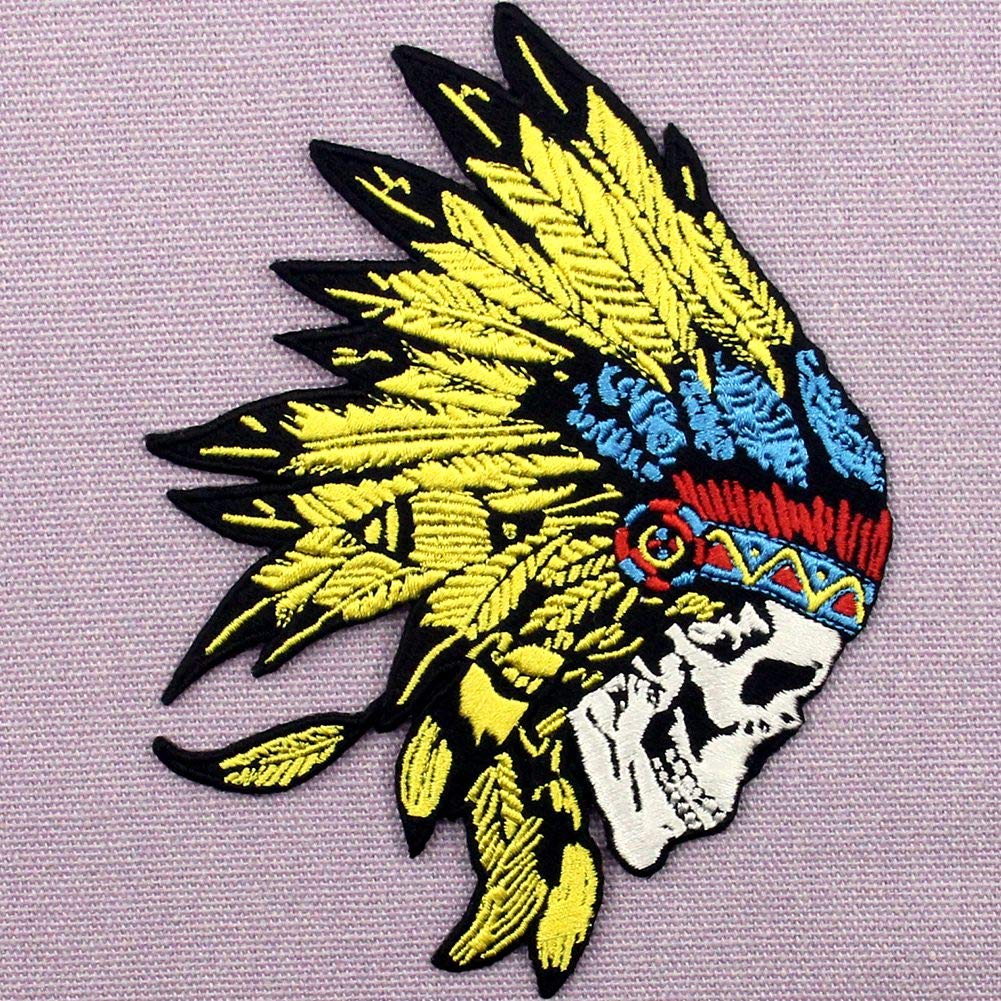 ZEGINs Native American Skull Headdress Patch Embroidere
