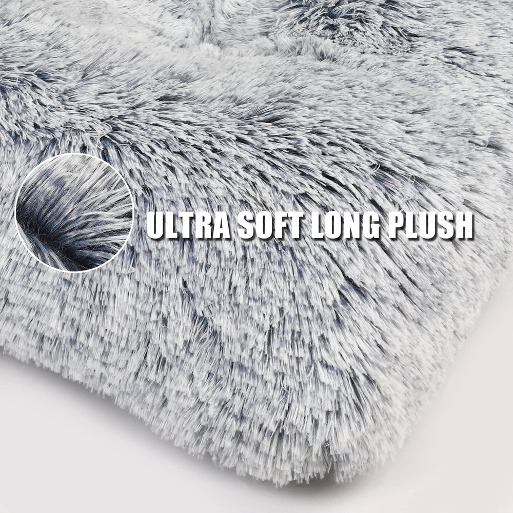 Dog Bed Crate Pad, Dog beds for Large Dogs, Plush Soft Pet Beds, Washable Anti-Slip Dog Crate Bed for Large Medium Small Dogs and Cats (Large, Light Grey)