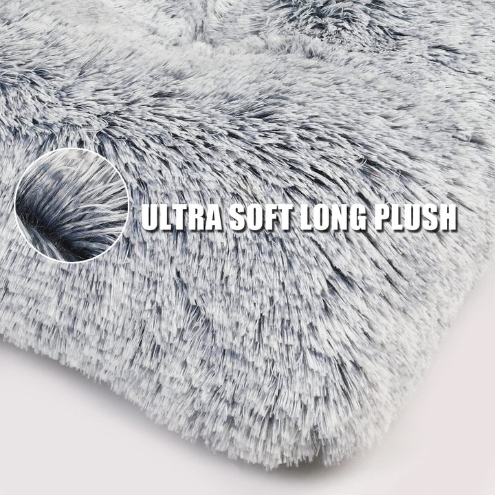 Dog Bed Crate Pad, Dog beds for Large Dogs, Plush Soft Pet Beds, Washable Anti-Slip Dog Crate Bed for Large Medium Small Dogs and Cats (Large, Light Grey)