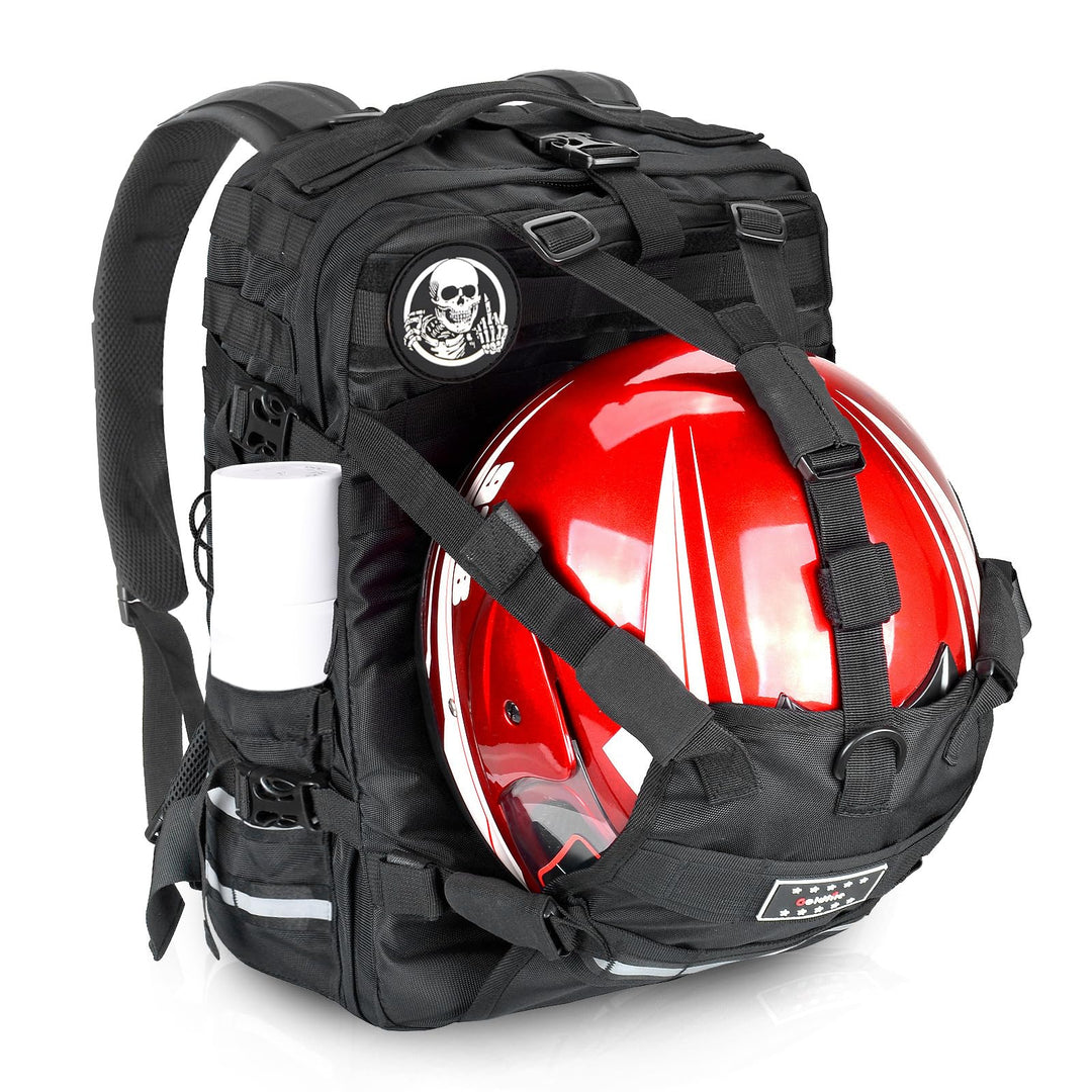 Motorcycle Helmet Backpack Large Capacity Motorcycle ATV/UTV Cycling Riding Helmet Holder Bag Military Helmet Molle Storage Bag Waterproof Tactical Hiking Backpack