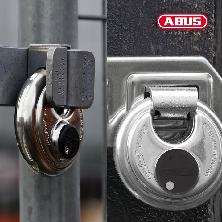 Diskus 20/70 Heavy Duty Stainless Steel Disk Padlock - Rustproof Storage Lock with 3/8 Shackle - Made in Germany - Keyed Different