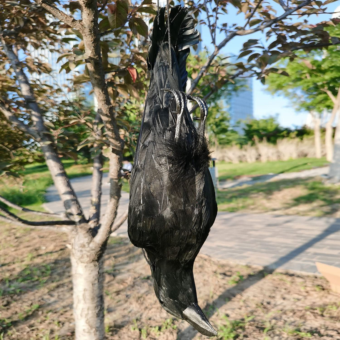 17'' Realistic Hanging Crows Realistic Crows Lifesize Extra Large Handmade Black Feathered Crow