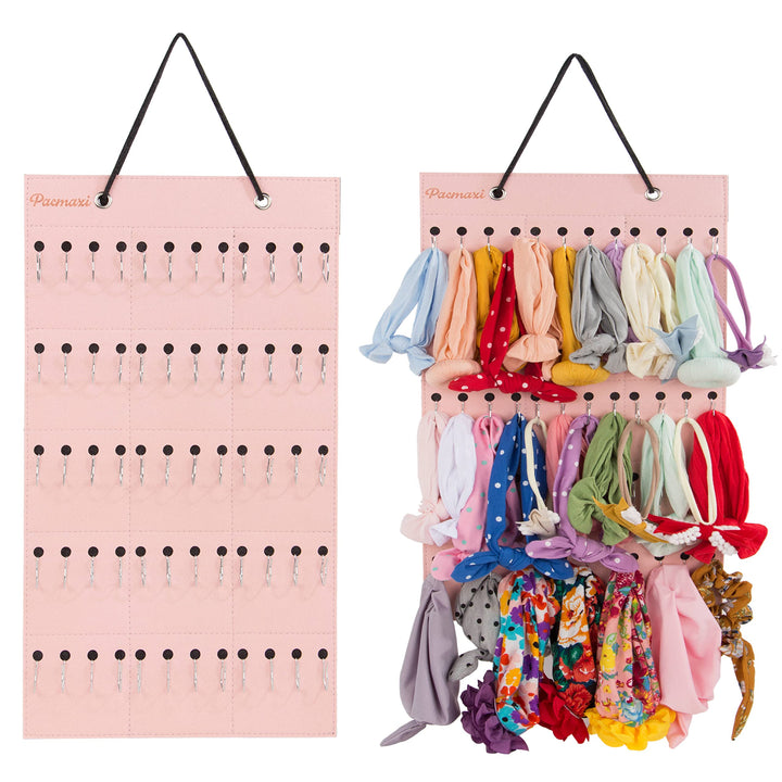 Baby Headband Organizer,Headband Holder for Baby Girl, Large Capacity Hair Bows Clips Hanging Organizer (Pink)