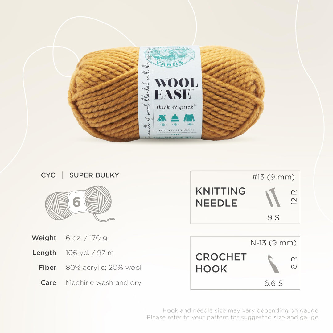 640-158 Wool-Ease Thick &amp; Quick Yarn , 97 Meters, Mustard