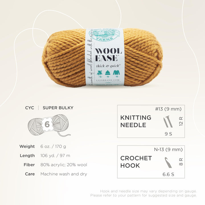 640-158 Wool-Ease Thick &amp; Quick Yarn , 97 Meters, Mustard