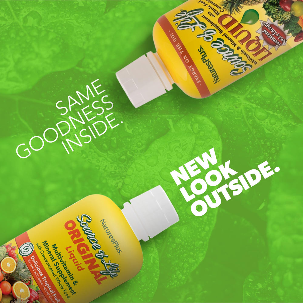 Natures Plus Source of Life Liquid, Tropical Fruit - 30 fl oz - Multivitamin & Mineral Supplement - Gluten Free, Vegetarian - 30 Servings