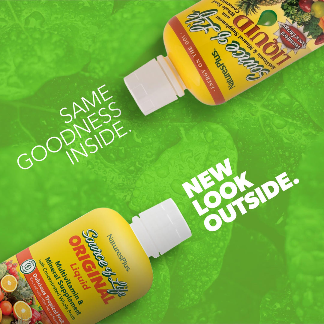 Natures Plus Source of Life Liquid, Tropical Fruit - 30 fl oz - Multivitamin &amp; Mineral Supplement - Gluten Free, Vegetarian - 30 Servings