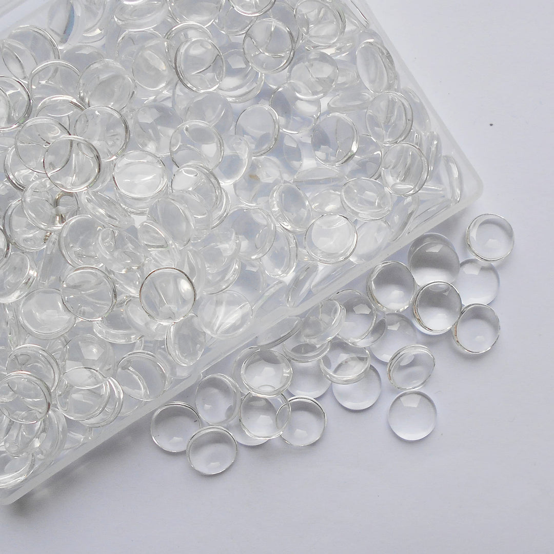 Julie Wang Transparent Glass Cabochons Clear Round Flat