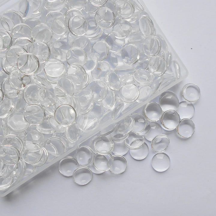 Julie Wang Transparent Glass Cabochons Clear Round Flat