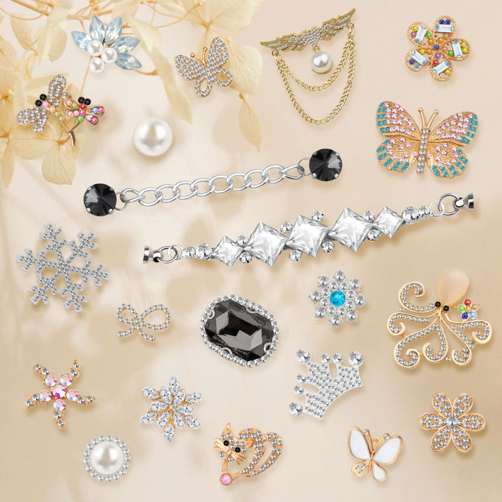 Shoe Decoration Charms, 12, 21 PCS Bling Shoe Charms for Crocs Women and Girls,Jewels Bling Chains for Croc