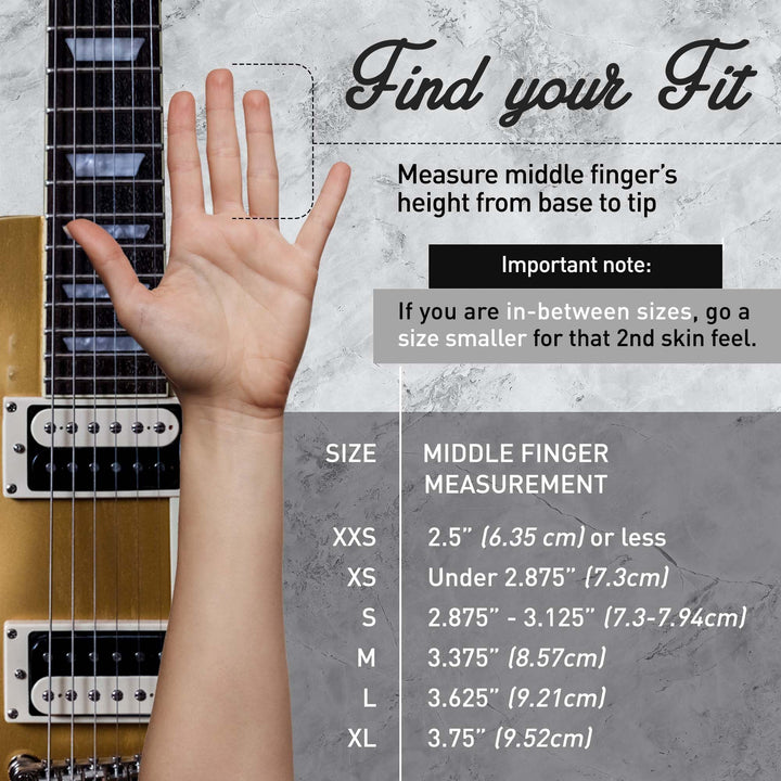 Musician&#39;s Practice Glove - 2-Pack Guitar Gloves for Men and Women, Fingertip Protectors for Playing String Instruments, Hand Issues and More, Nylon Thin Gloves for Indoor/Outdoor Gigs, Small, Black