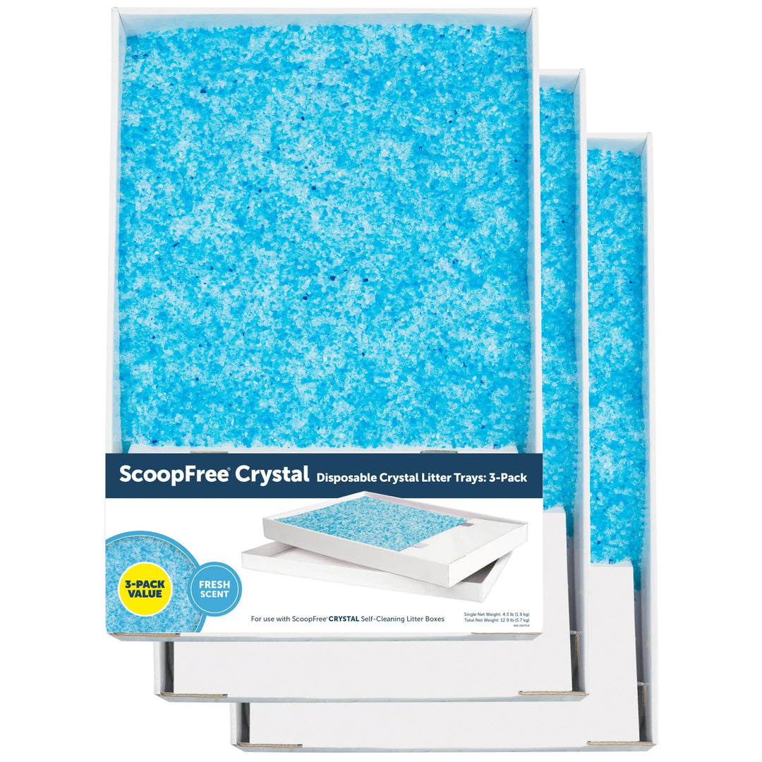 ScoopFree Crystal Cat Litter &amp; Refill Tray, Fresh Scent, 4.3 Lb Bag with Each Tray, Pack of 3