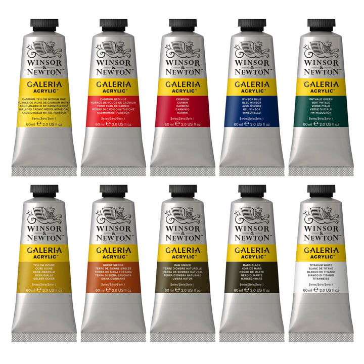 Winsor &amp; Newton Galeria Acrylic Paint, 10 x 60ml (2--oz) Tube Paint Set