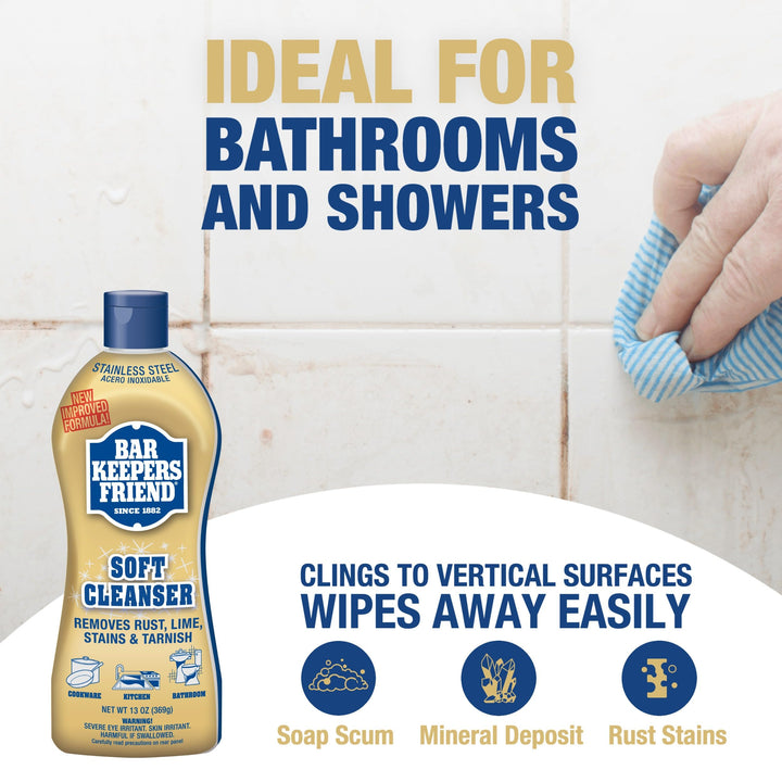 Soft Cleanser Liquid (2 x 13 Ounce) Multipurpose Cleaner &amp; Rust Stain Remover for Stainless Steel, Porcelain, Ceramic Tile &amp; More