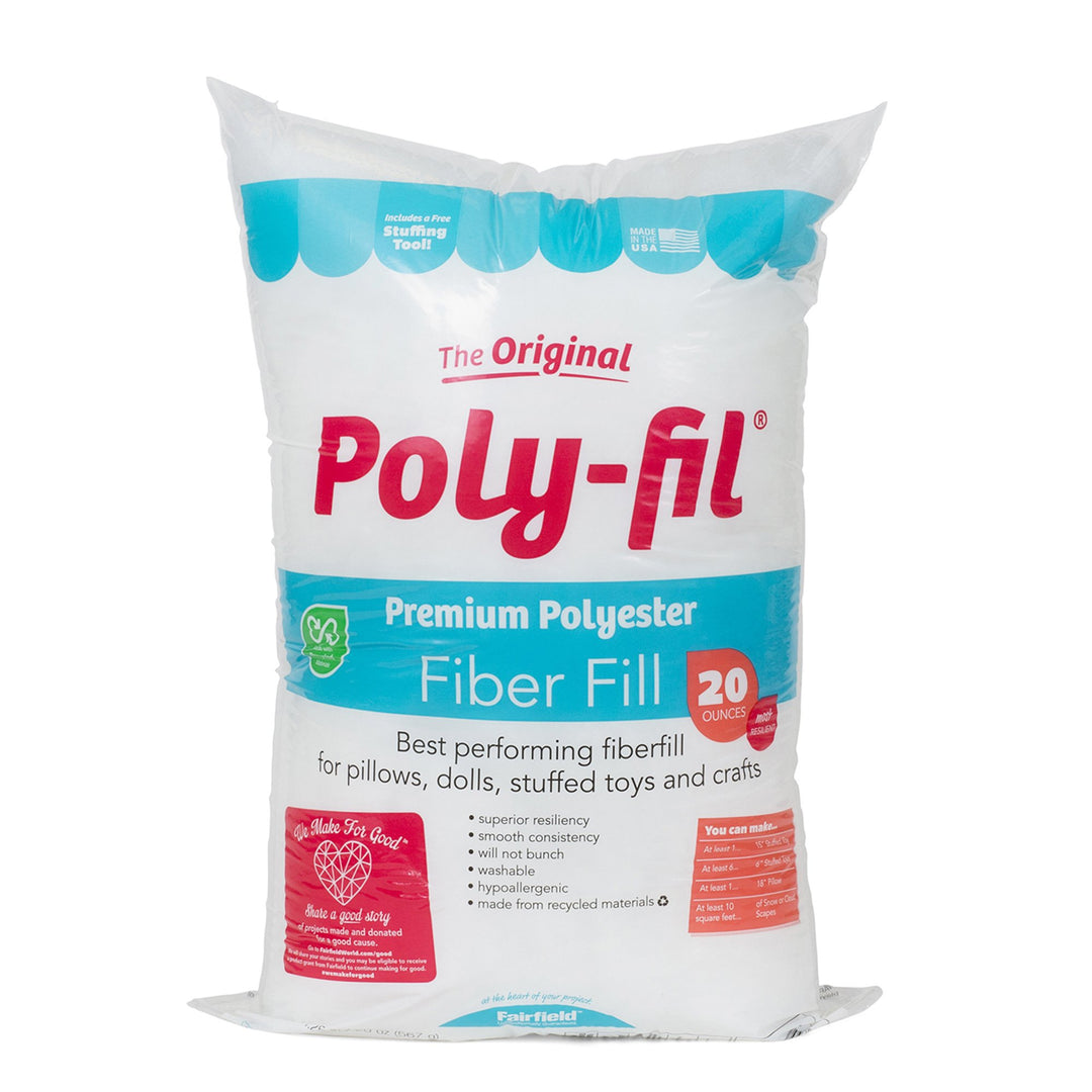 The Original Poly-Fil, Premium Polyester Fiber Fill, Soft Pillow Filler, Stuffing for Stuffed Animals, Toys, Cloud Decorations, and More, Machine-Washable, 20-ounce Bag