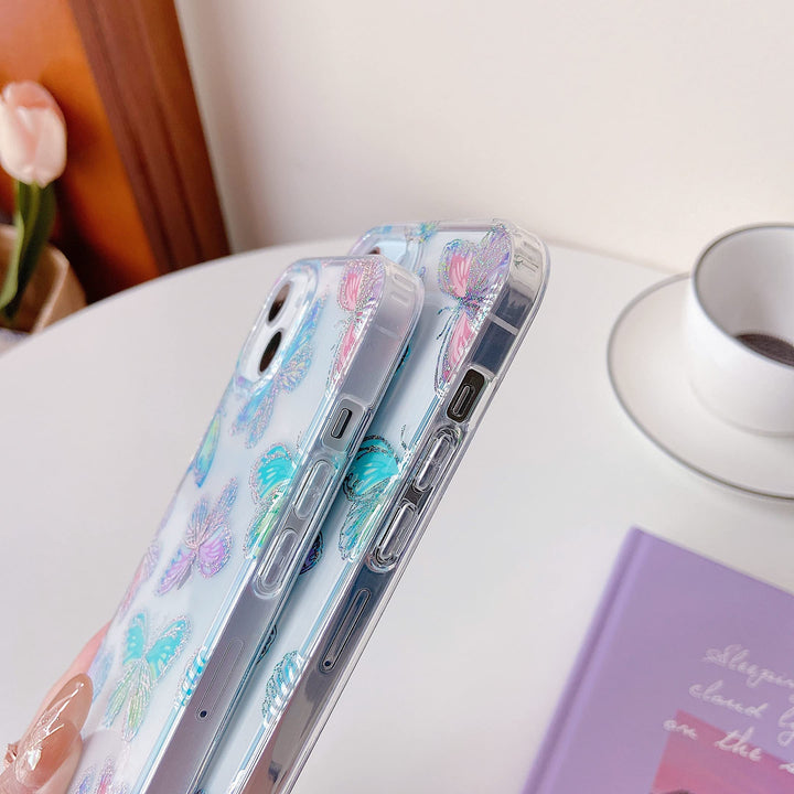 Compatible with iPhone 13 Pro Max Case Clear Silicone Glitter Bling Butterfly Slim Hard PC Protective Phone Case for Women Girls for iPhone 13 Pro Max