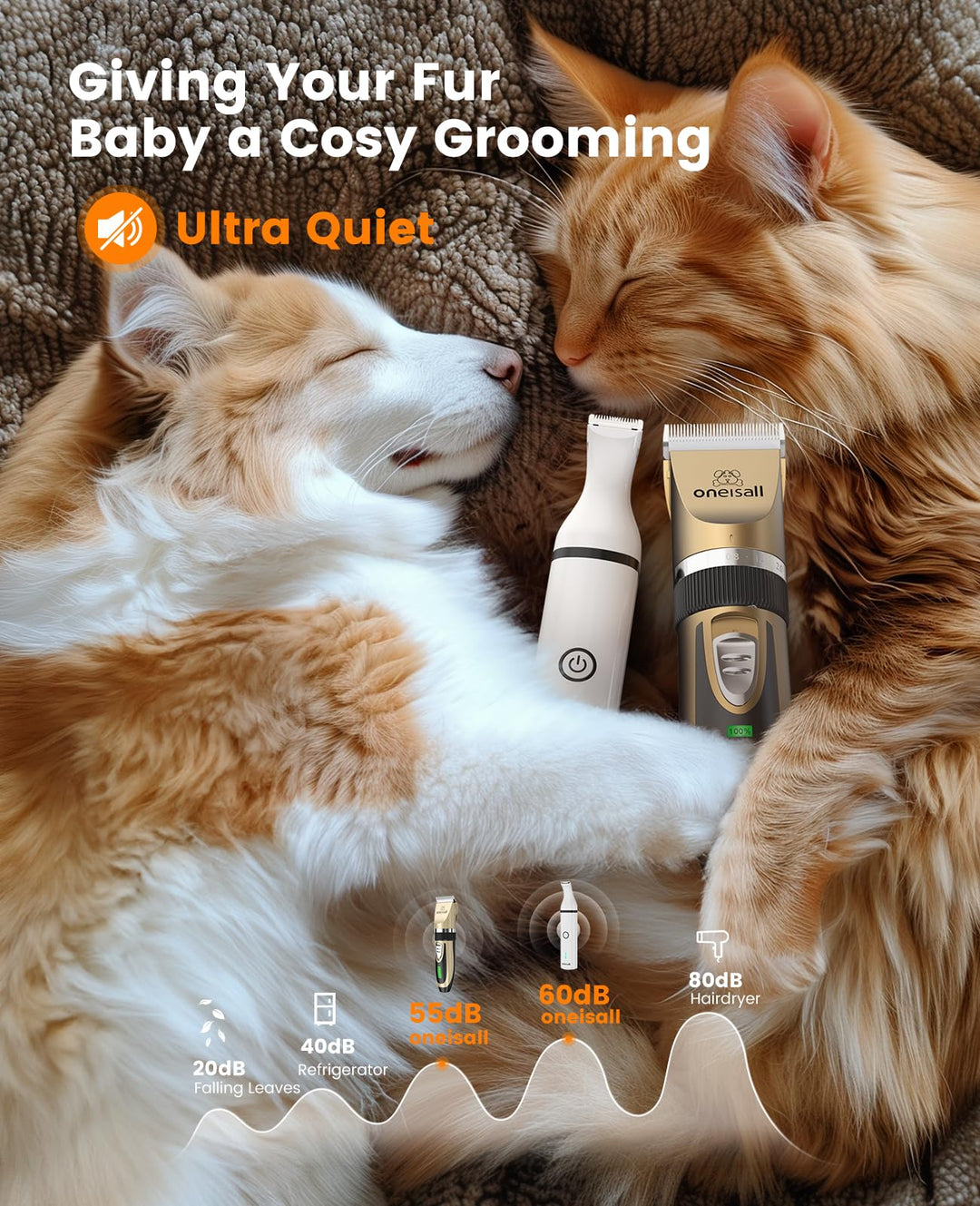 Dog Clippers and Dog Paw Trimmer Kit 2 in 1 Low Noise Cordless Dog Clippers for Grooming Pet Hair Trimmers for Small and Large Dogs Cats Animals