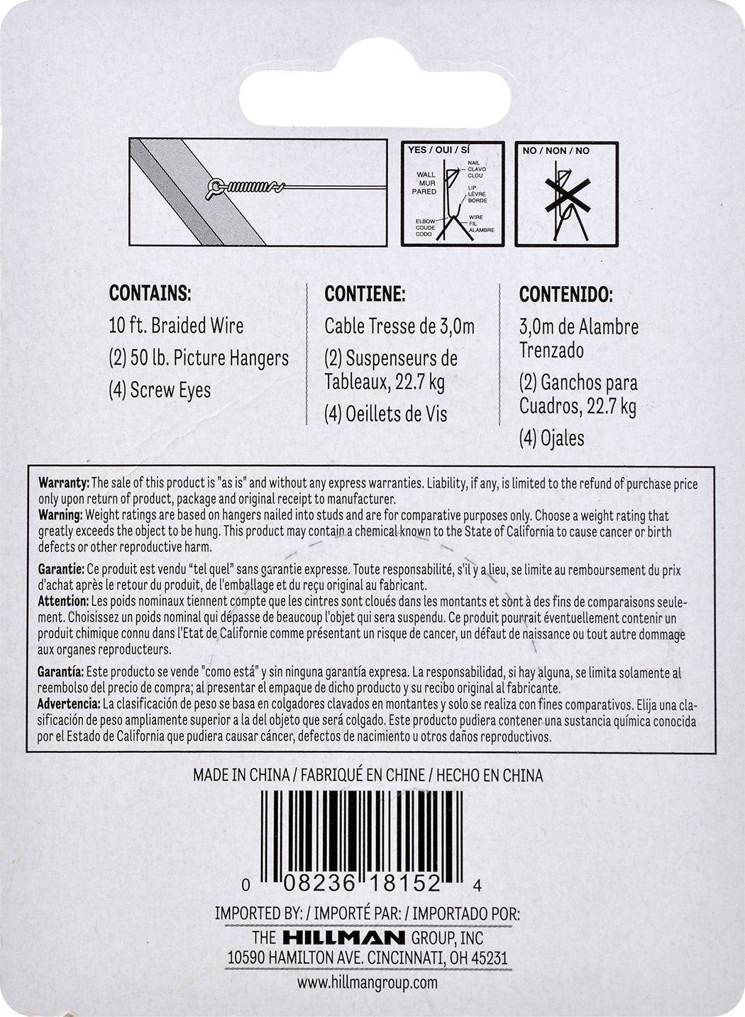 Hillman Hardware 121128 Picture Hanging Kit (50lb), Zinc, 2 Set