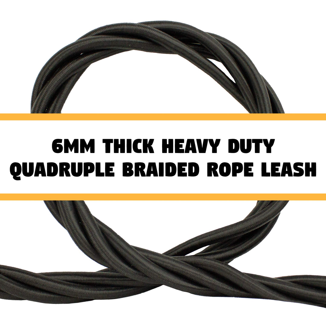 - 5 Heavy-Duty Bungee Dog Leash - Corded Dog Bungee Leash - Dog Training Tools - Strong Dog Leash - Shock-Absorbing Leash for Comfort &amp; Control - Black &amp; Orange - Regular - 0.25