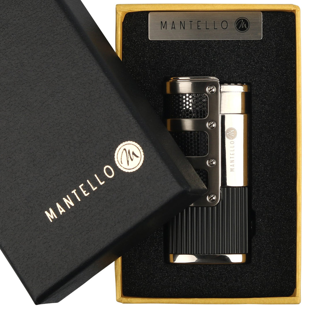Mantello Cigars Torch Lighter, Triple Jet Flame Butane 