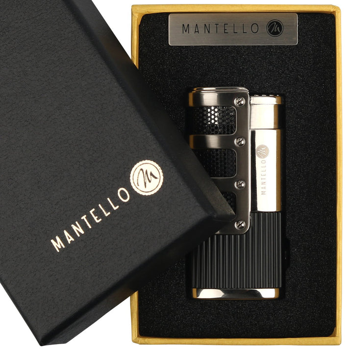 Mantello Cigars Torch Lighter, Triple Jet Flame Butane 