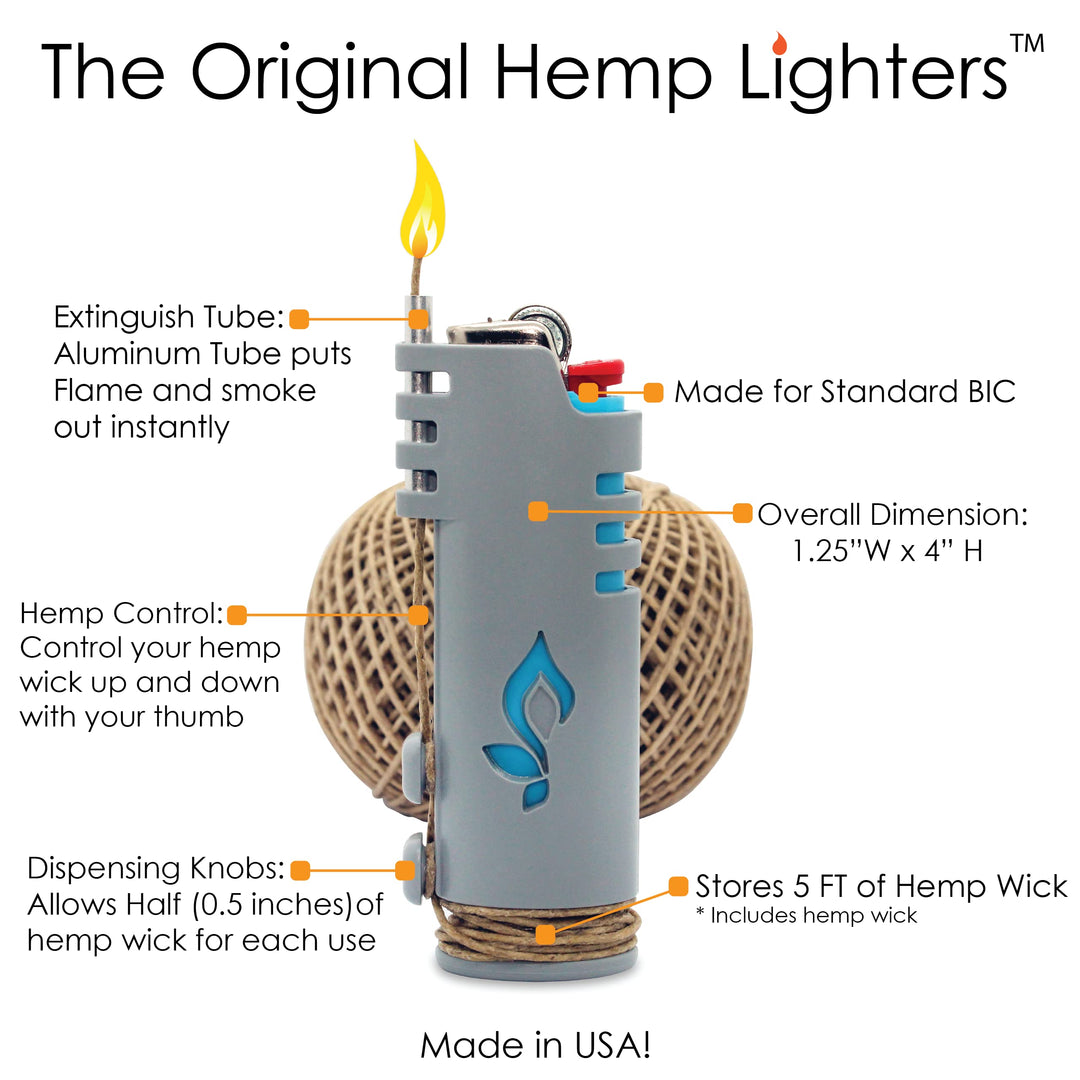 Hemplights Hemp Wick Lighter 2 Pack Wrapper, Includes 8FT Hemp Wick by USA (Black/Yellow)