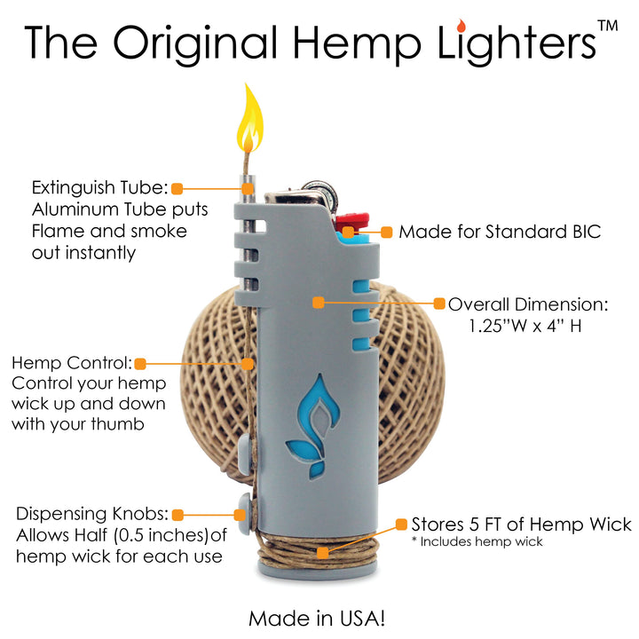 Hemplights Hemp Wick Lighter 2 Pack Wrapper, Includes 8FT Hemp Wick by USA (Black/Yellow)