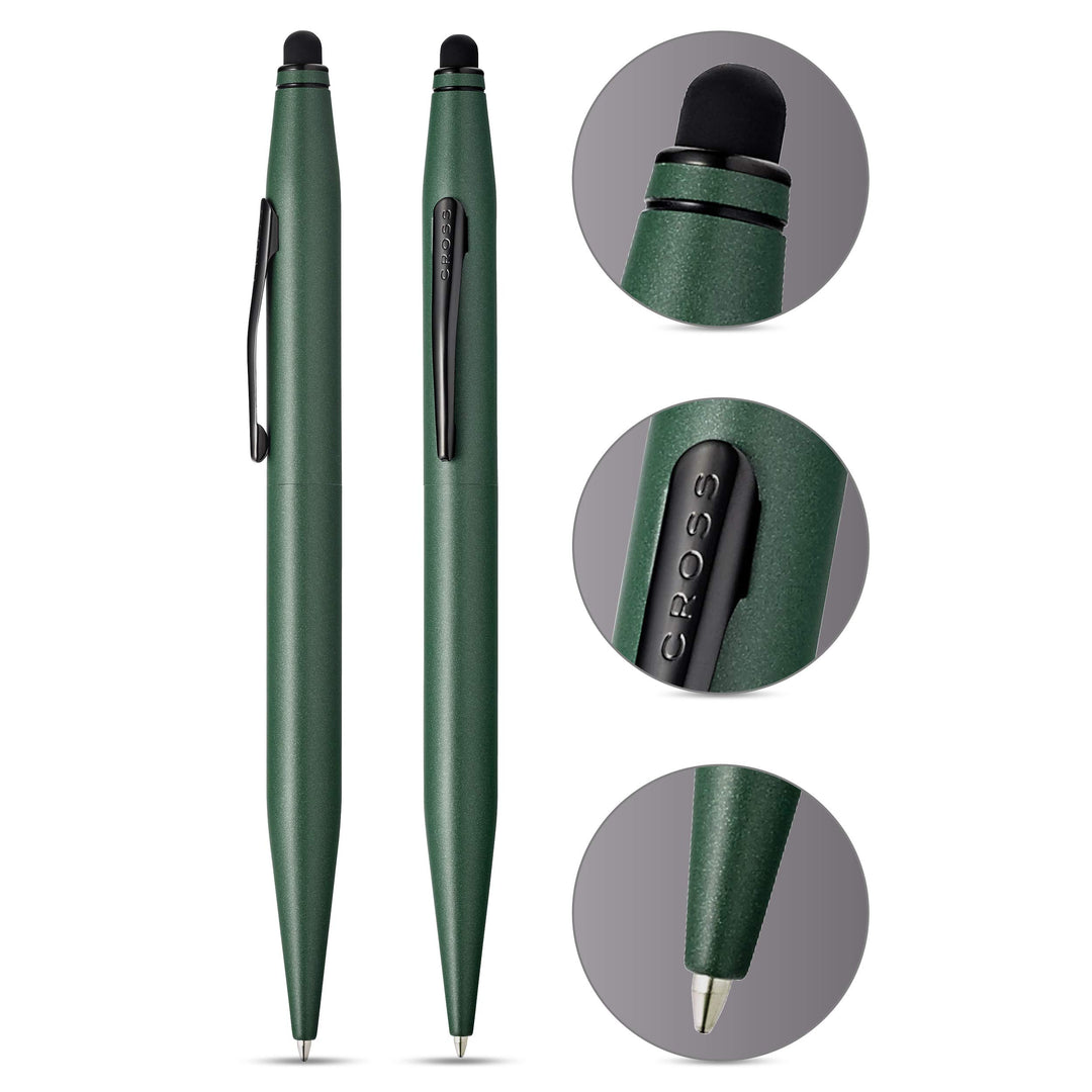 Cross Tech2 Refillable Ballpoint Pen, Medium Ballpen with Stylus, Includes Premium Gift Box - Matte Green