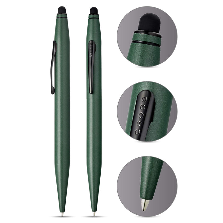 Cross Tech2 Refillable Ballpoint Pen, Medium Ballpen with Stylus, Includes Premium Gift Box - Matte Green