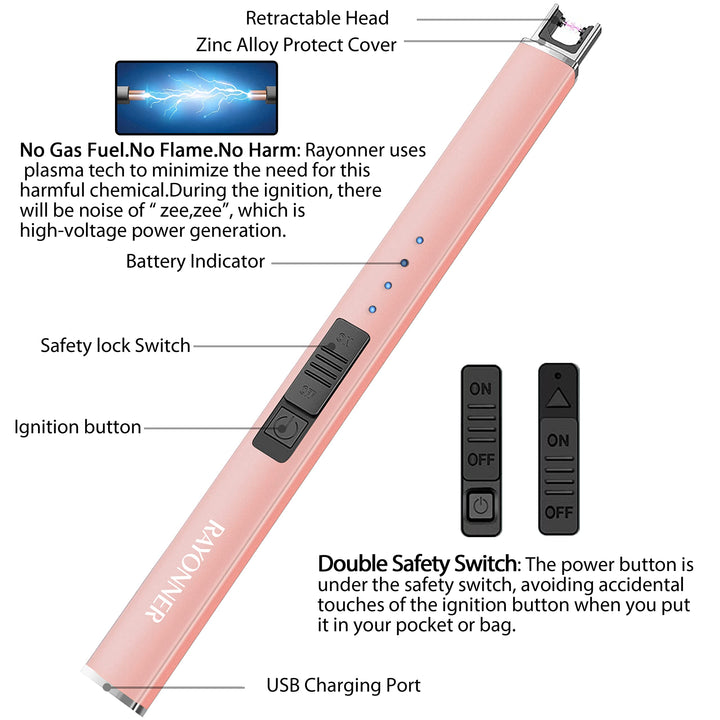 RAYONNER Electric Candle Lighter Plasma Arc Lighters Wi
