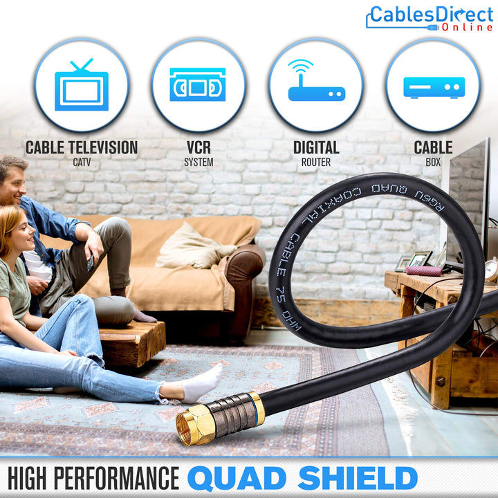 Cables Direct Online 3ft White Quad Shield RG6 Coaxial 