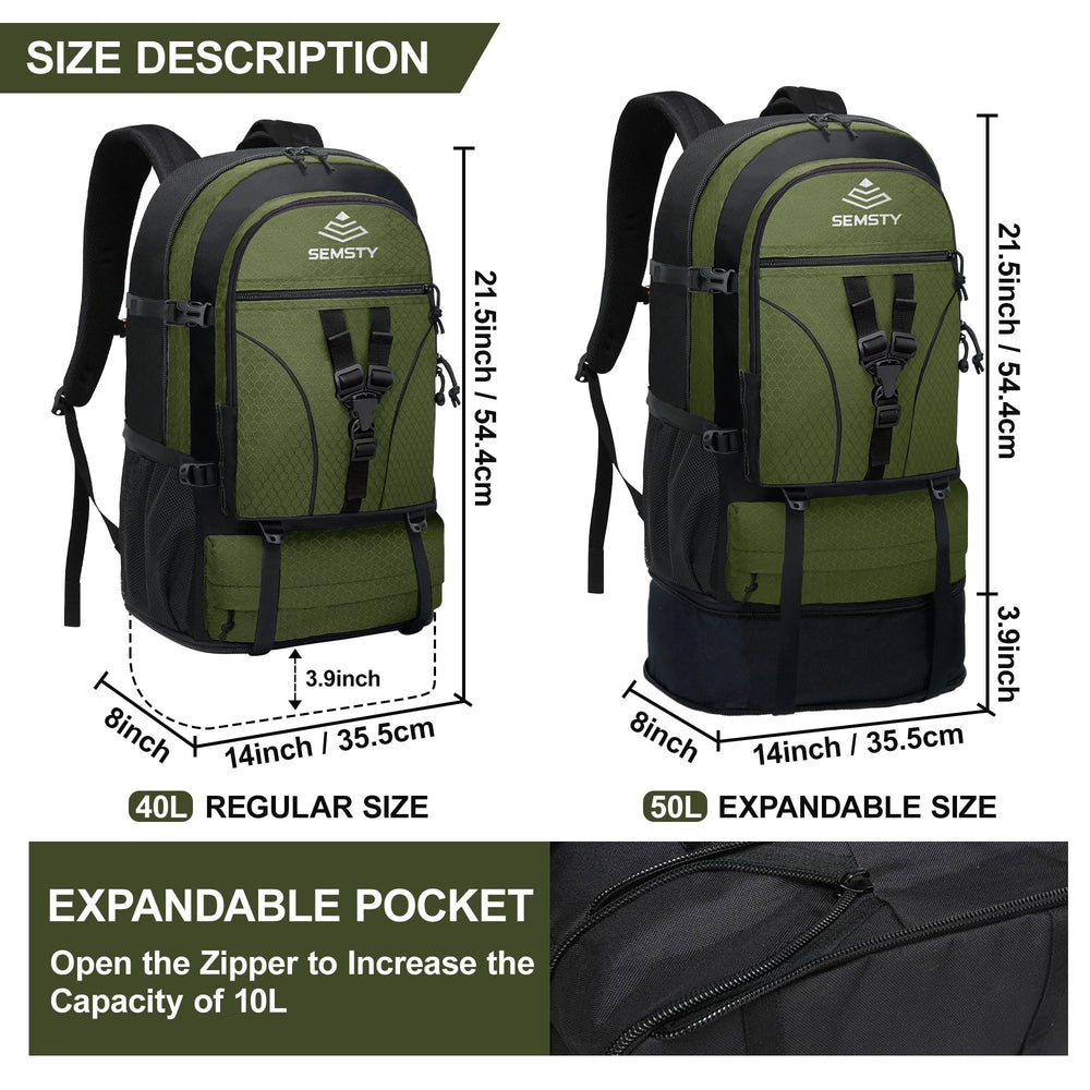 Hiking Backpack, 30L/40L/50L Expandable Hiking Backpack for Men and Women, Travel Camping Backpack Flight Approved