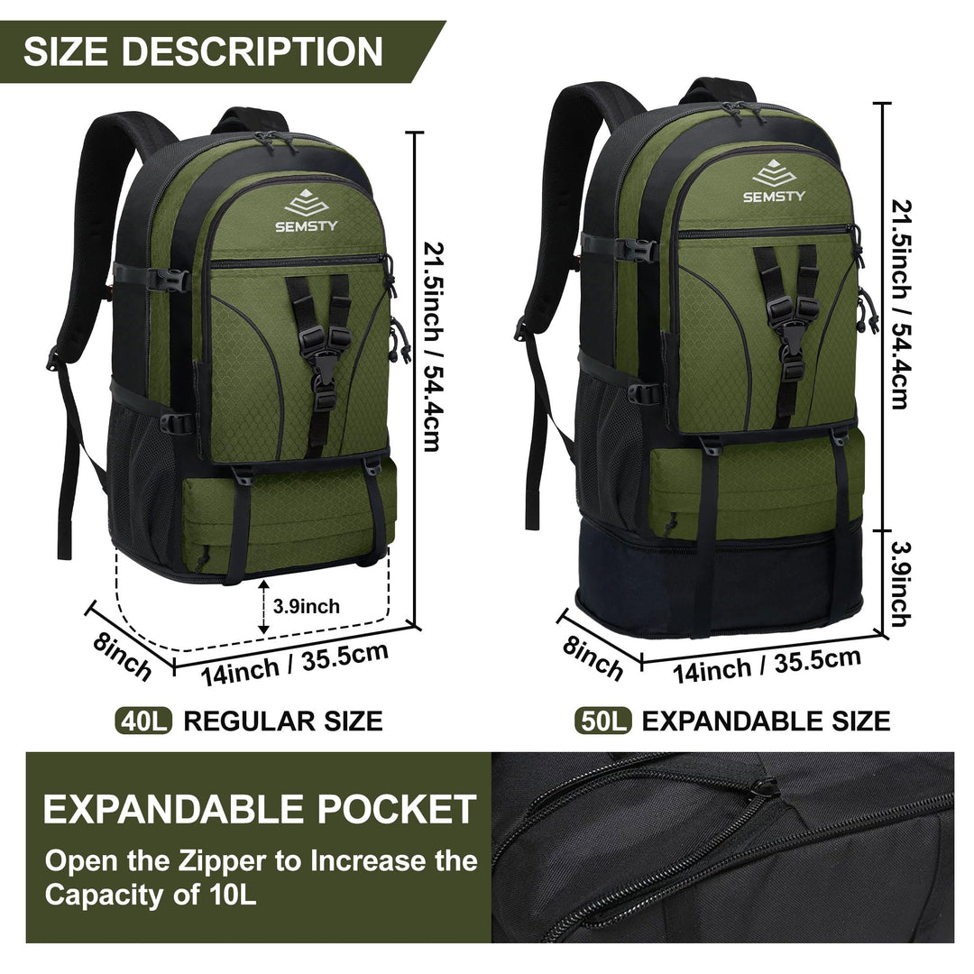Hiking Backpack, 30L/40L/50L Expandable Hiking Backpack for Men and Women, Travel Camping Backpack Flight Approved