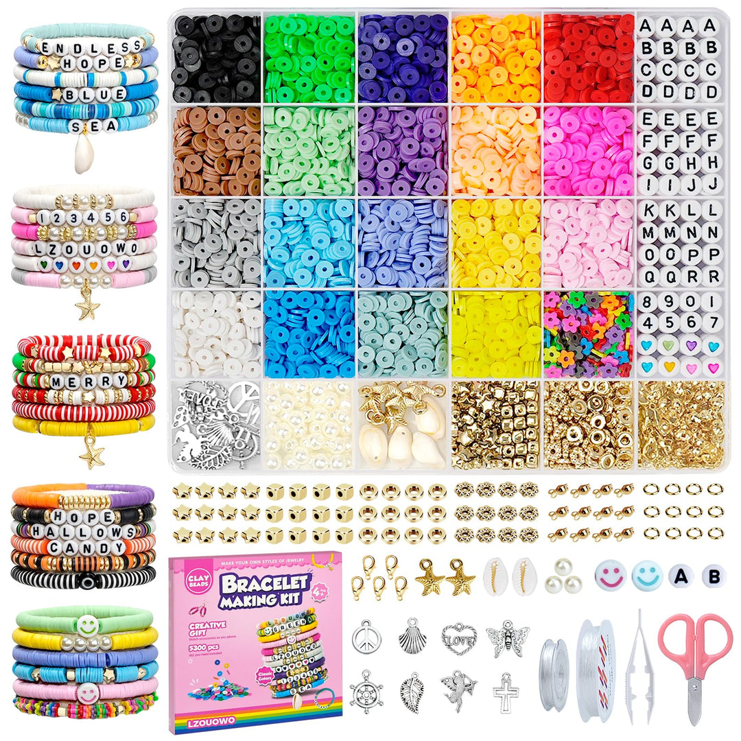 5300 Clay Beads Bracelet Making Aesthetic Kit, Polymer 