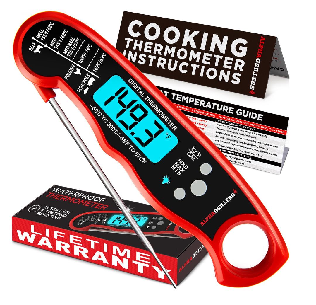 Meat Thermometer Digital - Instant Read Food Thermometer for Cooking Grilling Air Fryer Griddle Probe Kitchen Gadgets Essentials BBQ Accessories Grill Gifts for Men Him Dad Fathers Day