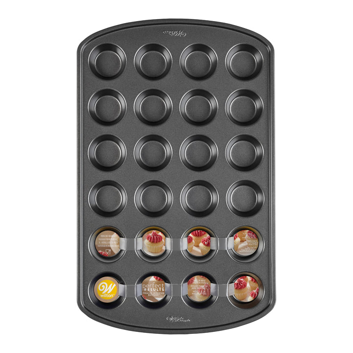 Perfect Results Premium Non-Stick Pan 24-Cup Mini Muffin Tin, Steel, Silver