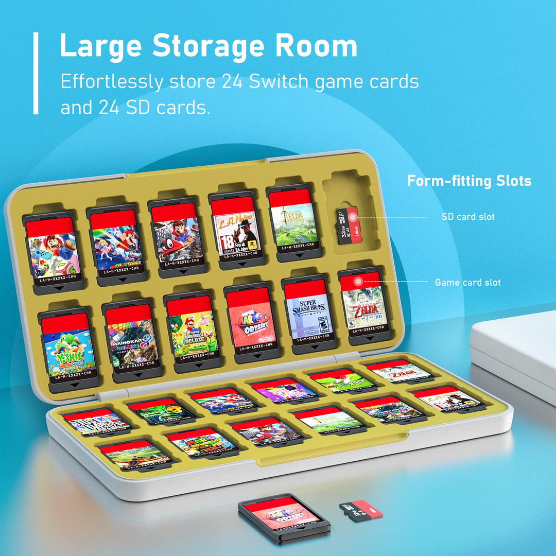 24 Game Card Case for Nintendo Switch OLED 2021/Switch/Switch lite, 24 Game Holder Cartridge Case for Switch Game Cards and 24 SD Cards, Compact &amp; Portable Game Storage Case Box, Wolf