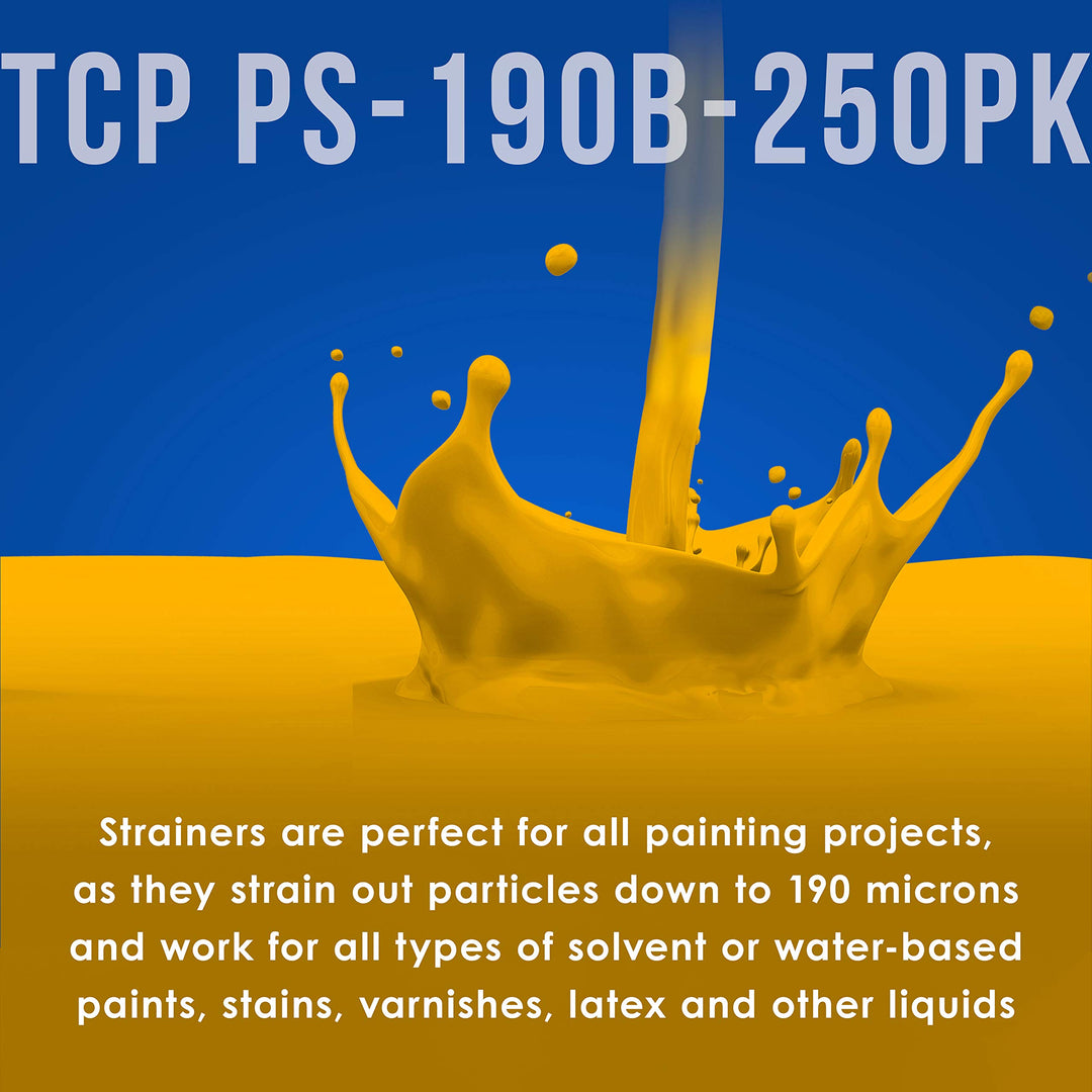 250 Pack of Paint Strainers with Fine 190 Micron Filter Tips - Premium Pure Blue Ultra-Flow Blue Nylon Mesh - Cone Paint Filter Screen