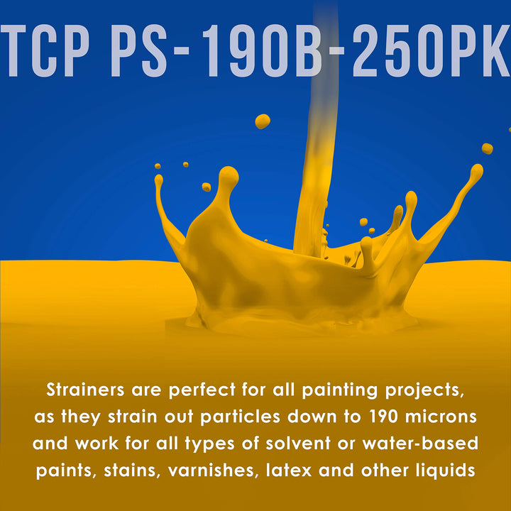 250 Pack of Paint Strainers with Fine 190 Micron Filter Tips - Premium Pure Blue Ultra-Flow Blue Nylon Mesh - Cone Paint Filter Screen