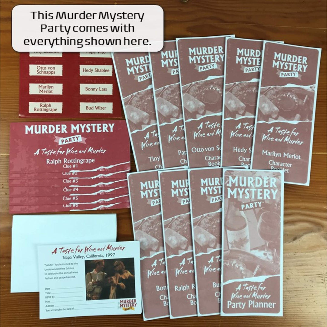 Murder Mystery Party, A Taste for Wine &amp; Murder, Murder Mystery Party Game to Host Your Own Murder Mystery Night