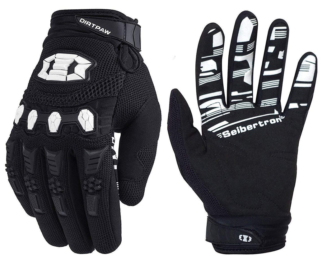 Dirtpaw Unisex BMX MX ATV MTB Racing Gloves - Touch Recognition Full Finger Glove for Road Racing and Motorcycle Sports Black M