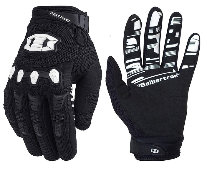 Dirtpaw Unisex BMX MX ATV MTB Racing Gloves - Touch Recognition Full Finger Glove for Road Racing and Motorcycle Sports Black M