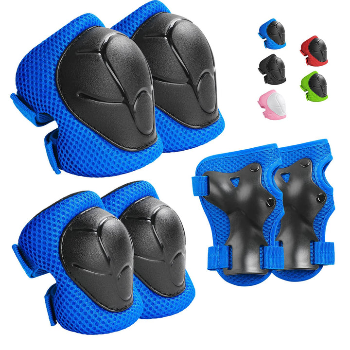 Kids Protective Gear Set Knee Pads for Kids 3-8 Years Toddler Knee and Elbow Pads with Wrist Guards 3 in 1 for Skating Cycling Bike Rollerblading Scooter(Blue)