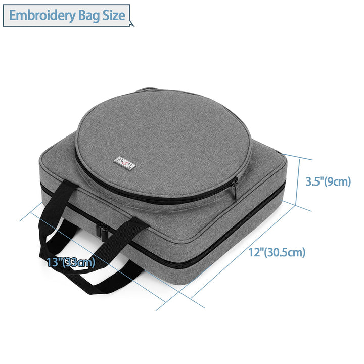 Embroidery Project Bag, Square Embroidery Supplies Storage Tote Bag, Portable Craft Carry Case for Embroidery Kits and Cross Stitch Kits Tools, Multiple Pockets, Gray, Bag Only