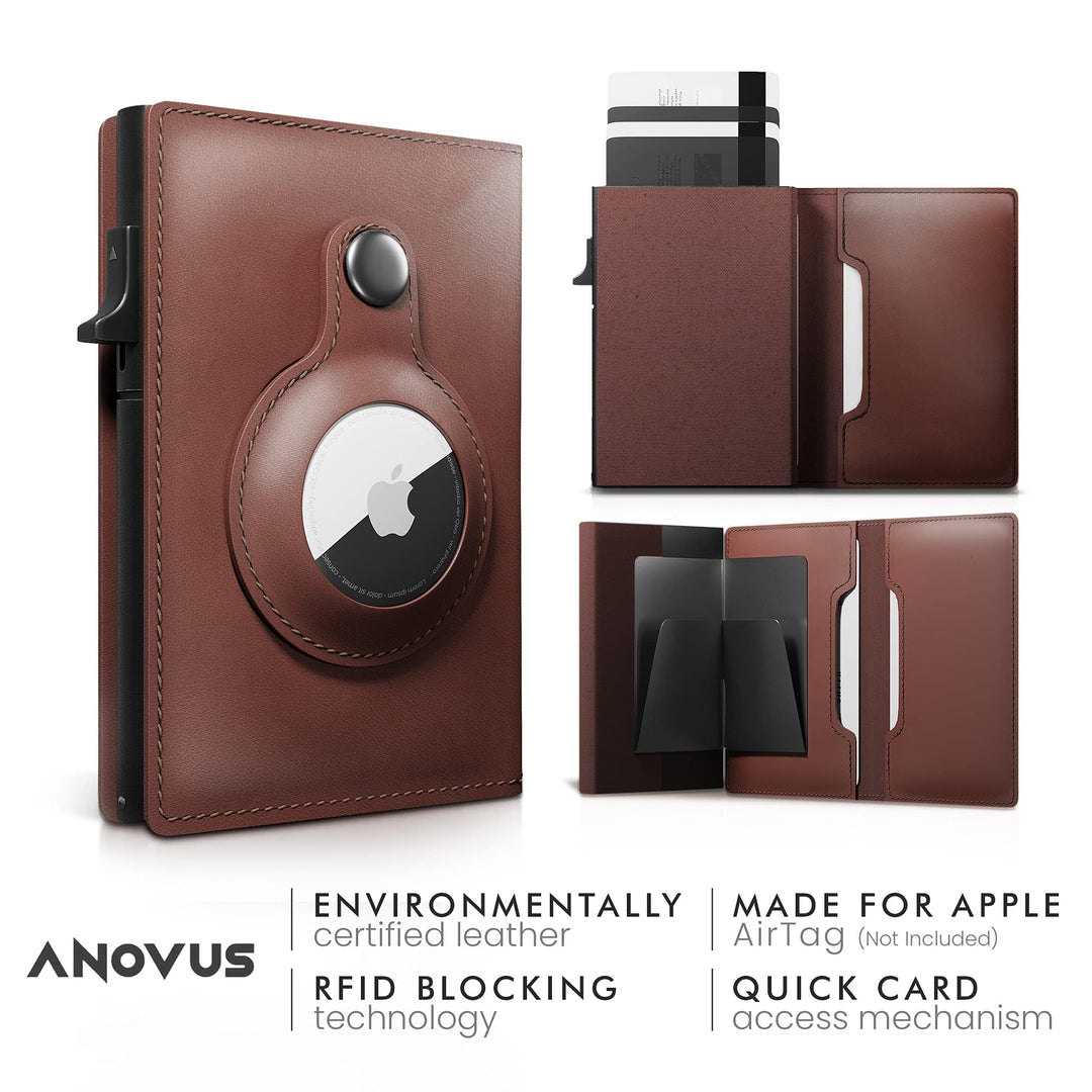 ANOVUS AirTag Wallet (Brown) | Trackable Wallet with Ai